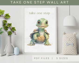 Turtle Mindful Art Kids, INSTANT DOWNLOAD, Positive Affirmation Wall Art, Childs Jungle Poster, Calm Corner, Printable Childrens Room PDF