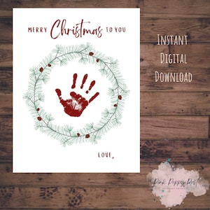 Arte de impressão de mãos de Natal ou feriados, artesanato fácil de guirlanda para crianças, arte de lembrança, perfeita para creches/educadores!