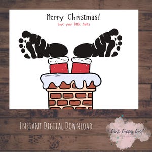 Arte de pegadas de Natal ou feriados, artesanato fácil de Papai Noel para crianças, arte de lembrança, perfeito para creches/educadores!