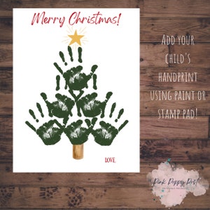 Arte de impressão de mãos de Natal ou feriados, artesanato fácil de árvore de Natal para crianças, arte de lembrança, perfeita para creches/educadores!