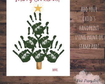 Christmas Tree Handprint Art, Keepsake Gift (PDF Pattern)