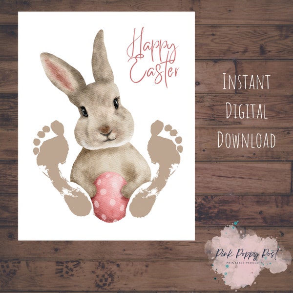 Easter Keepsake Art, Footprint Craft Kids, Baby's First Easter, Personalized Easter Craft for Kids, Easy Print and Stamp