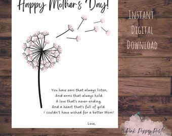 Mother&#39;s Day Fingerprint Craft. DIY Mother&#39;s Day Gift Idea From Kids, Perfect Homemade Gift for Mom, I couldn&#39;t have wished for a better mom