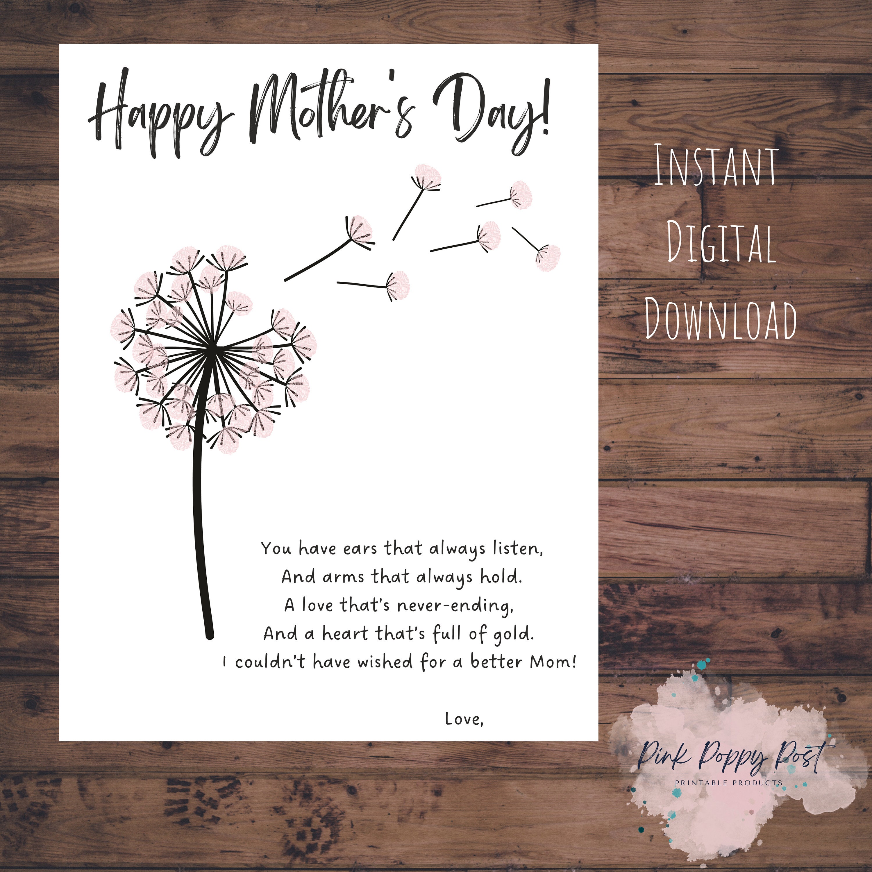Mother's Day Fingerprint Craft. DIY Mother's Day Gift Etsy