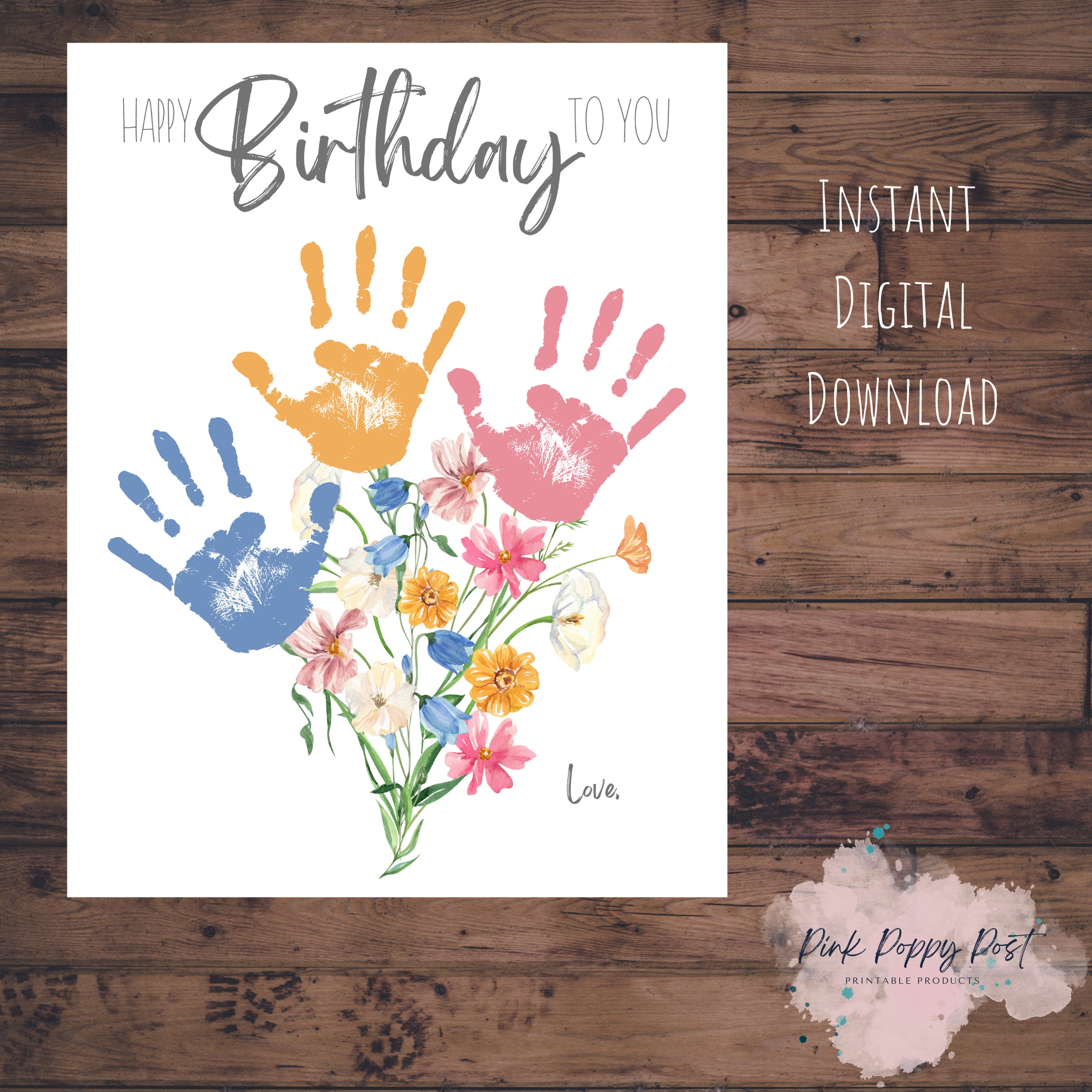 Happy Birthday Keepsake, Happy Birthday Handprint Artwork, Happy Birthday Craft from Kids, Perfect for Childcare, Educators & Home Use!