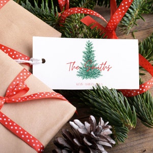 Large Watercolor Christmas Tree Custom Gift Tag - Personalized Holiday Gift Tag - Holiday Gift Tag - Xmas Gift Tag - From Family Gift Tag