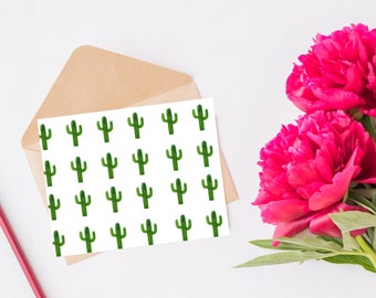 Blank Cactus Card - Thank You Cactus Note - Cacti All Over Card - Desert Card
