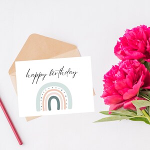 Happy Birthday Card With Rainbow - Greeting Card For Birthday - Blank Inside Card - Bday Card For Anyone