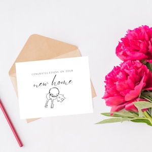 Gefeliciteerd met uw nieuwe huis - Wenskaart - Gefeliciteerd - Nieuw huis - Verhuiskaart - Makelaarkaart voor klant - Nieuw huis - Nieuwe sleutels