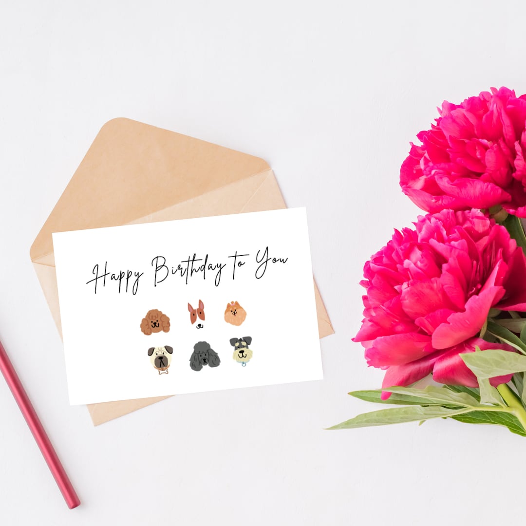 Dog Lover Birthday Card - Dog Faces Birthday Card - Greeting Card for ...