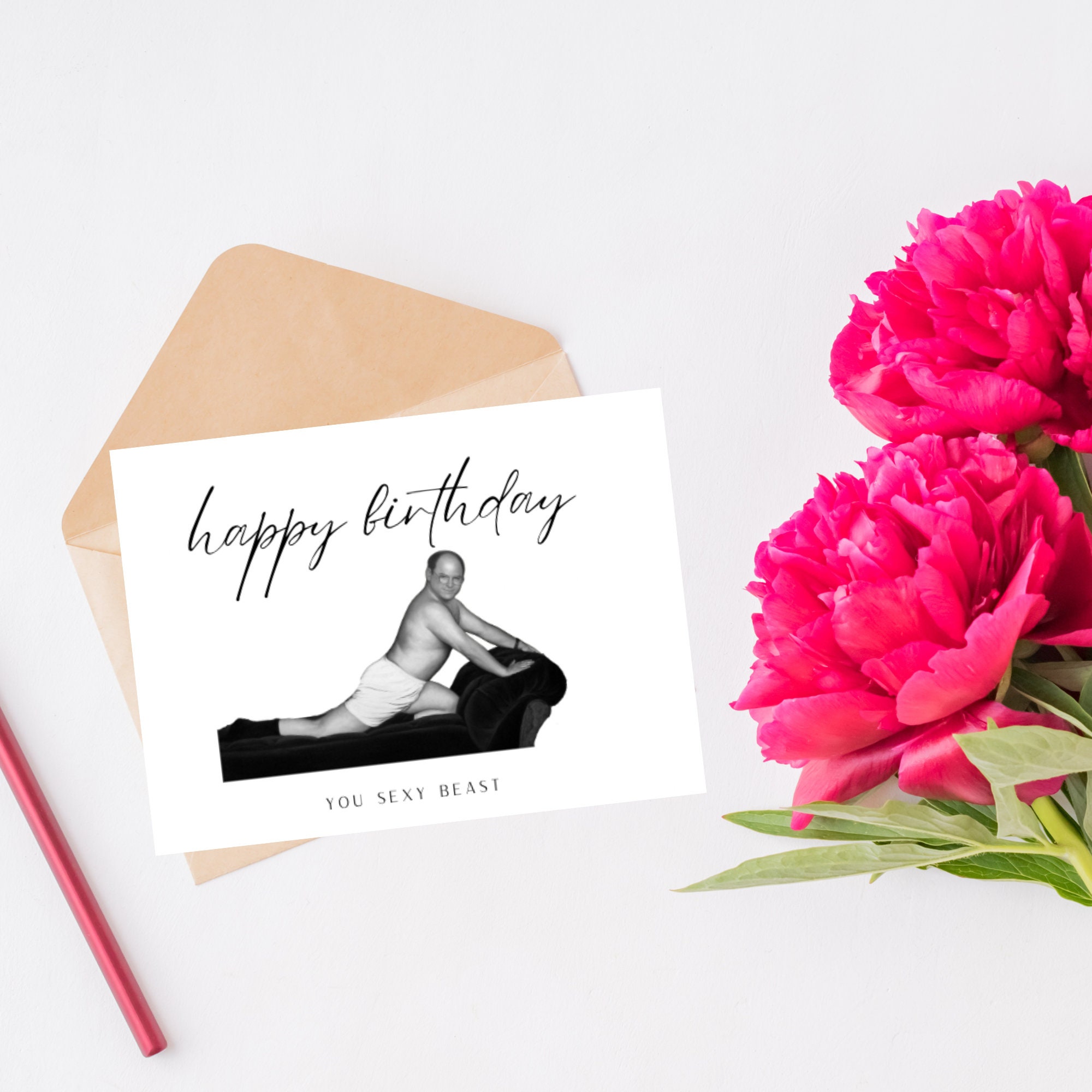 Happy Birthday You Sexy Beast Seinfeld Birthday Card Etsy
