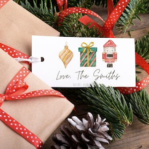 Etiqueta de presente personalizada grande quebra-nozes aquarela - etiqueta de presente de feriado personalizada - etiqueta de presente de feriado - etiqueta de presente de Natal - etiqueta de presente de família