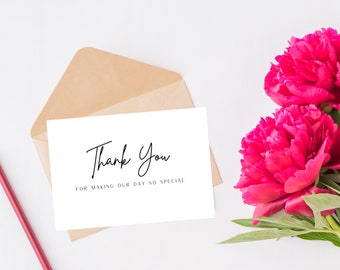THANK YOU For Making Our Day SO Special - Wedding Vendor, Guest, Wedding Guest Thank You Card From Bride and Groom - Thank You Wedding Plan
