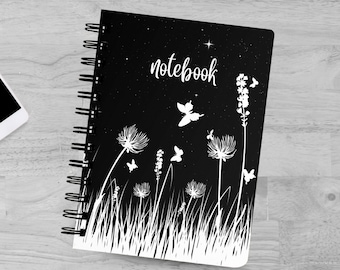 Wildflower Night Spiral Notebook - Lined Pages for Writing