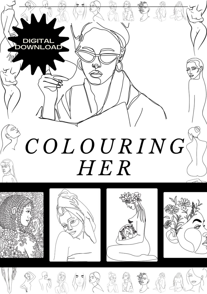 Adult Coloring Book Adult Coloring Pages Digital Coloring Etsy