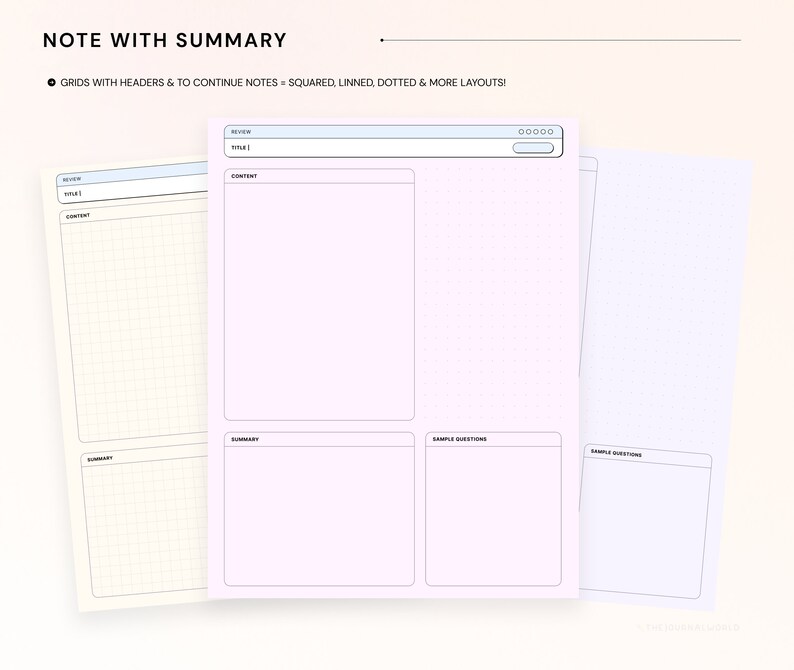 Digital Notepaper Templates Student Notes for Goodnotes Noteshelf ...