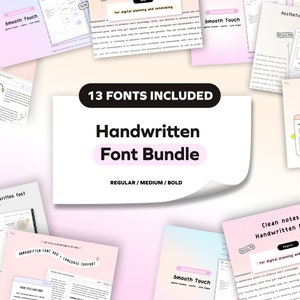 13 Bundle de polices manuscrites, polices de planificateur d’écriture manuscrite mignonnes police manuscrite pour la prise de notes numériques et la planification numérique, police iPad Goodnotes