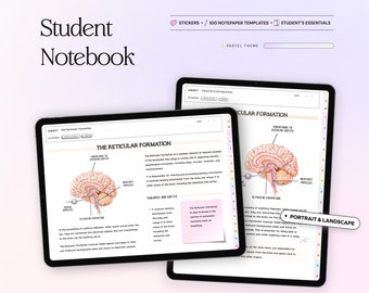 Student Digital Notebook Bundle Hyperlinked Notetaking Templates for Goodnotes Notability iPad and note-taking apps Academic, School Journal