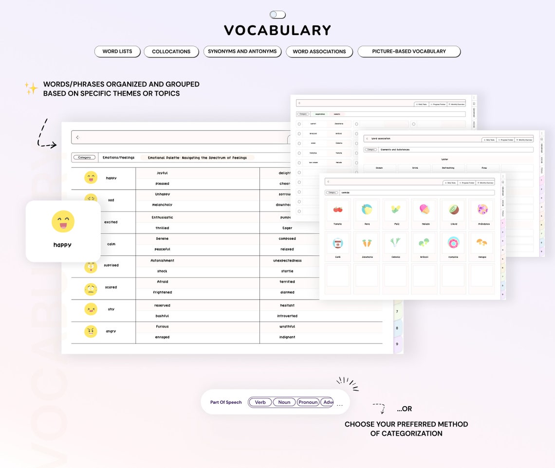 Language Learning Notebook Planner Learn Grammar Vocabulary Digital ...