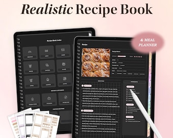 Digitales Rezeptbuch für iPad, Goodnotes Rezeptbuch Vorlage, Rezeptordner, digitaler Mahlzeitenplaner, Journal, Kochbuch Notability Rezeptkarte