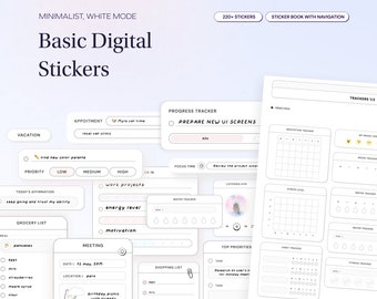 Digitale Alltags-Aufkleber für Planer Goodnotes Widget Sticker Book Minimalist Planner Widgets und Memopads für tägliche unverzichtbare Pastell-Etiketten