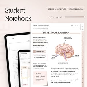 Student Digital Notebook, Minimalist Note Paper Hyperlinked Notetaking Study Templates Notepad Goodnotes Notability iPad College Academic
