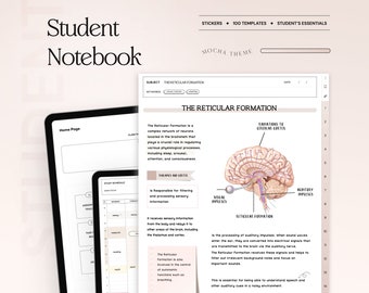 Student Digital Notebook, Minimalist Note Paper Hyperlinked Notetaking Study Templates Notepad Goodnotes Notability iPad College Academic