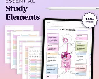 Study Digital Stickers for Student, Notebook Planner Goodnotes Widgets Sticker Book for iPad Nurse Notability Stickers, School College Notes