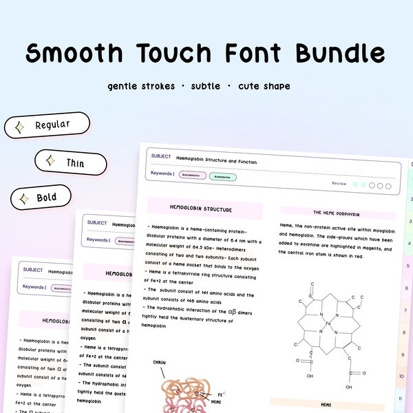 Smooth Touch Handwritten Font bundle Digital Planner Font Handwrriten font for digital notetaking and digital planning Goodnotes iPad Font