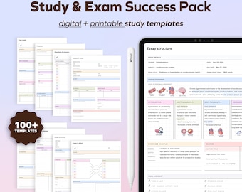 Student Study Templates, Goodnotes Note Taking Templates, Exam Prep, iPad Note-taking Templates, Digital & Printable Study Notes