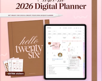 2026 Custom Digital Life Work iPad Planner for Goodnotes, Notability, Portrait Hyperlinked Minimalist Weekly Planning Templates, Stickers