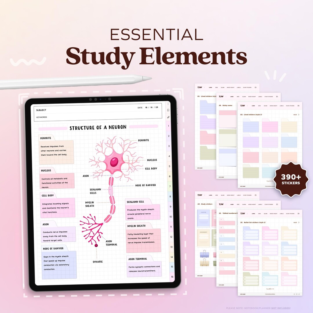 Study Digital Stickers for Student, Goodnotes Academic Widgets, iPad ...