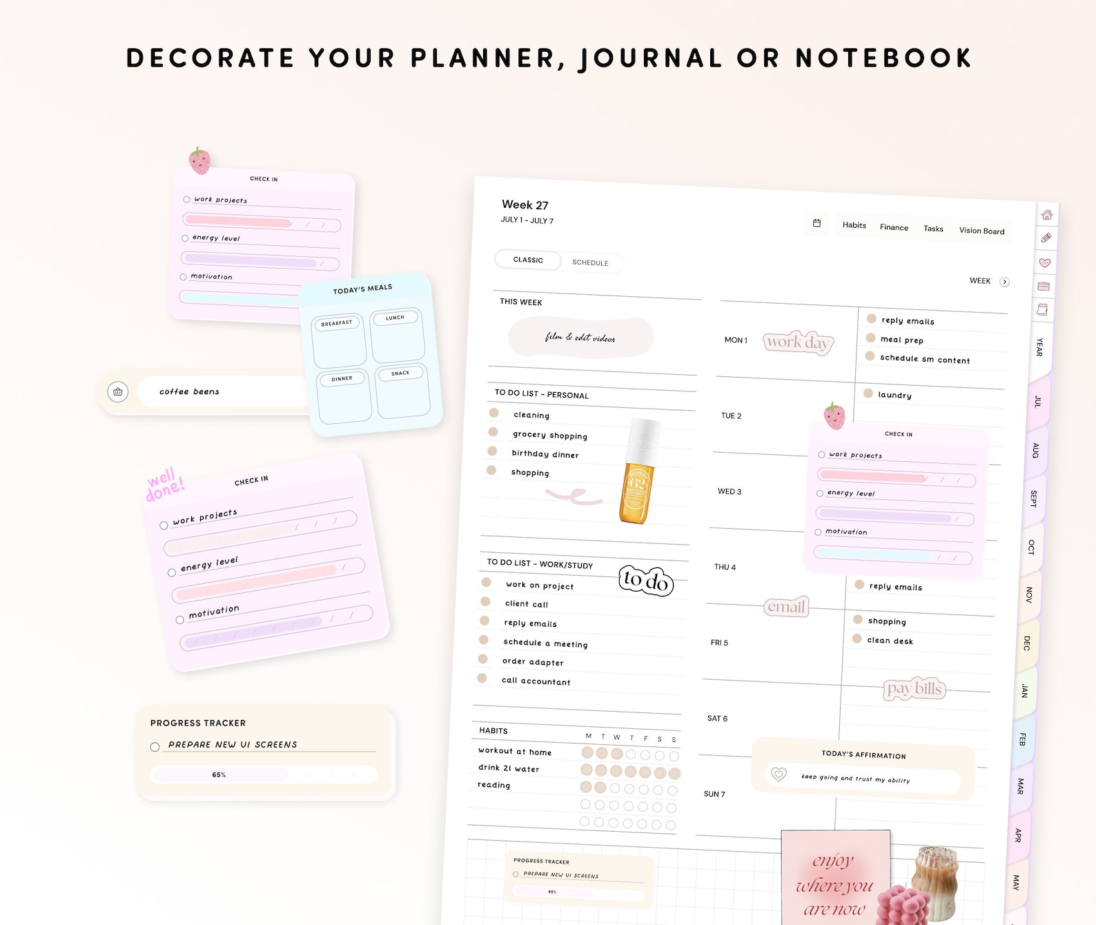 Essential Cute Digital Stickers for Planner Goodnotes Widget Sticker ...