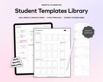Ongedateerde digitale planner-sjablonen voor iPad, Goodnotes, Notability, Notes-sjablonen Aanpasbaar minimalistisch dashboard voor wekelijkse maandelijkse planning
