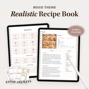Libro de recetas digital para iPad, plantilla de libro de recetas Goodnotes, carpeta de recetas, planificador de comidas digital, diario, tarjeta de recetas de Notability de libro de cocina
