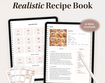Digitaal receptenboek voor iPad, Goodnotes-receptenboeksjabloon, receptenmap, digitale maaltijdplanner, dagboek, kookboek Notability Receptkaart