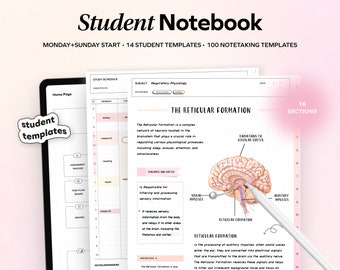 Student Digital Notebook Hyperlinked Notetaking Templates Planner Template Notepad Goodnotes Notability iPad college academic school tracker