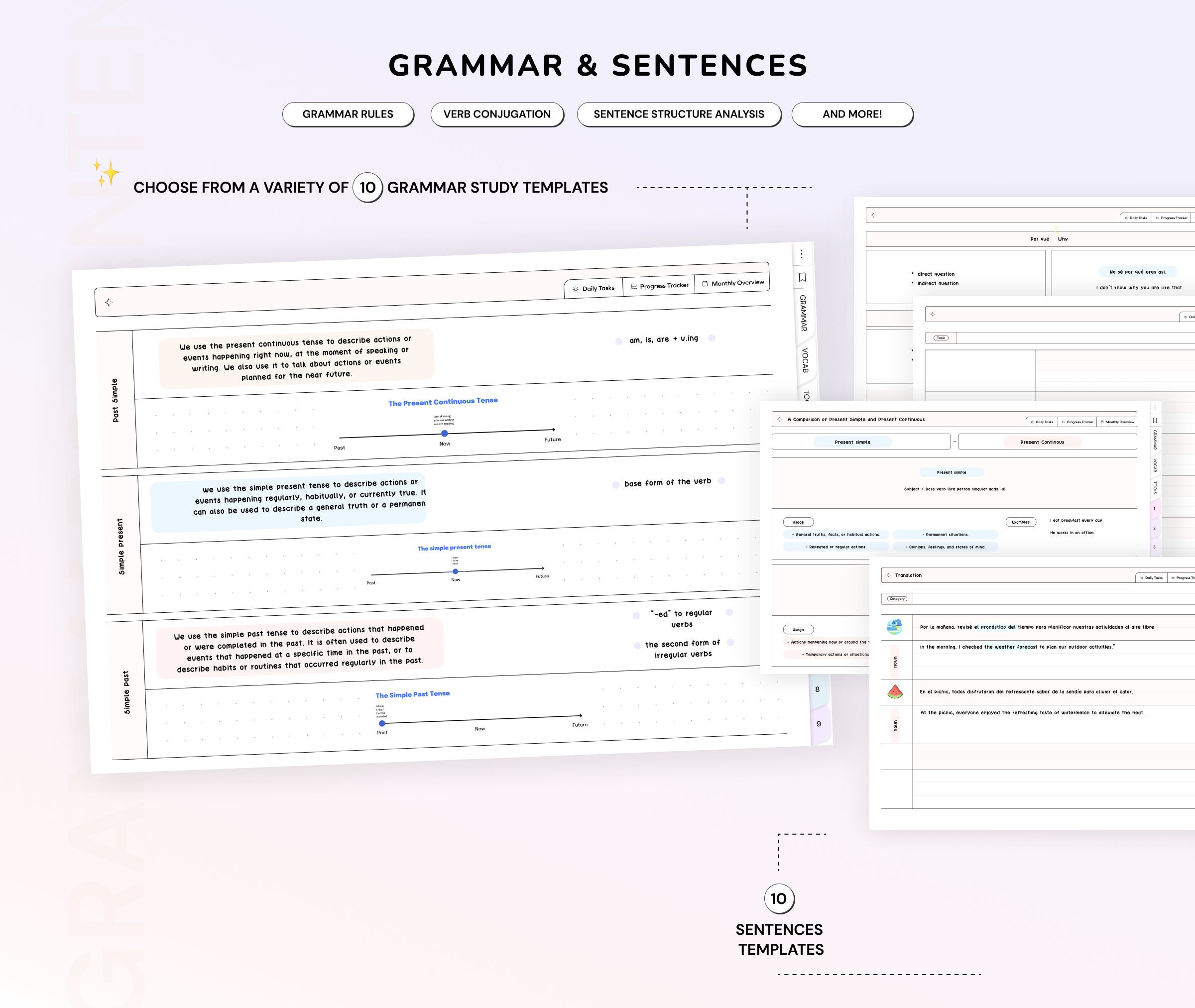 Language Learning Notebook Planner Learn Grammar Vocabulary Digital ...