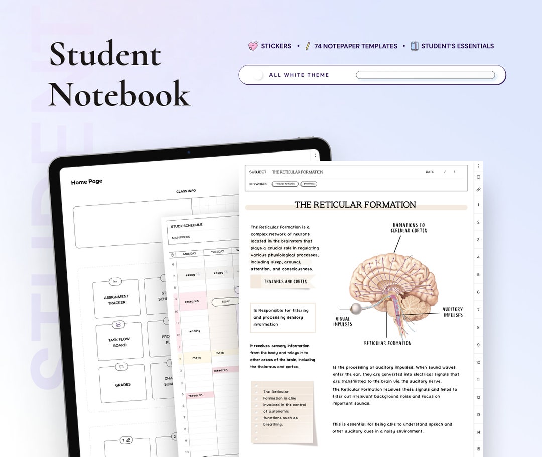 Student Digital Notebook Hyperlinked Notetaking Templates Planner ...