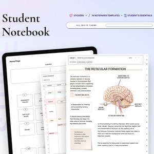 Student Digital Notebook Hyperlinked Notetaking Templates Planner Template Notepad Goodnotes Notability for iPad college academic school