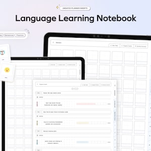 Language Learning Notebook/Planner Learn Grammar Vocabulary Digital Notes for Students Hyperlinked ipad Notetaking Templates Memo Stickers