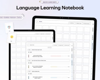 Language Learning Notebook Planner Learn Grammar Vocabulary Digital ...