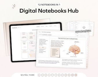 12 Student Digital Notebooks, Bundle Hyperlinked Planner Notetaking for Goodnotes Notability iPad Templates note-taking apps Academic School