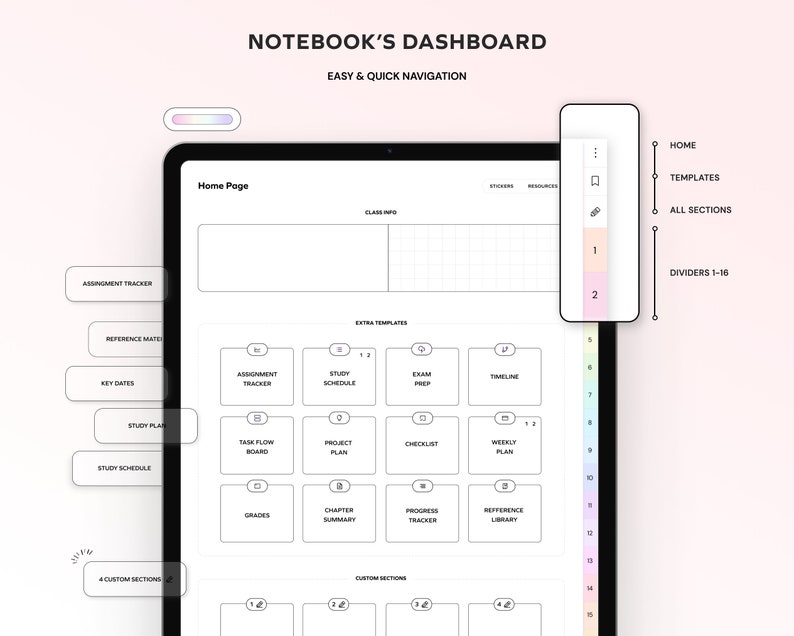 Notebook Example Software Student Digital Notebook Bundle Hyperlinked Notetaking Templates for ...
