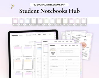 12 Student Digital Notebook Bundle Hyperlinked Planner Notetaking for Goodnotes Notability iPad Templates note-taking apps Academic School