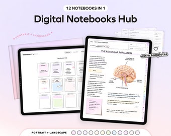 12 Student Digital Notebook Bundle Hyperlinked Planner Notetaking for Goodnotes Notability iPad Templates note-taking apps Academic School