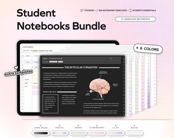 Student Digital Notebook Bundle Hyperlinked Notetaking Templates for Goodnotes Notability iPad and note-taking apps Academic, School Journal