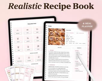 Digitaal receptenboek voor iPad, Goodnotes-receptenboeksjabloon, receptenmap, digitale maaltijdplanner, dagboek, kookboek Notability Receptkaart