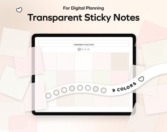 Transparent Digital Stickers for planner Student Sticky notes for goodnotes Sticker Book student widgets and digital pastel ipad stickers