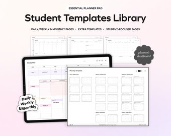 Undated Digital Planner Templates for iPad, Goodnotes, Notability, Notes Templates Customizable Minimalist Weekly Monthly Planning Dashboard